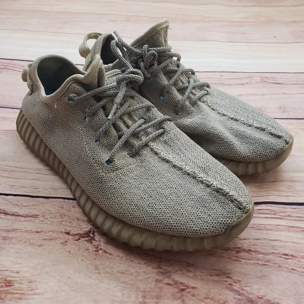 Adidas Yeezy Boost 350 Oxford Shoes Mens Size 8 Tan Beige Lace‎ Up Sneakers *